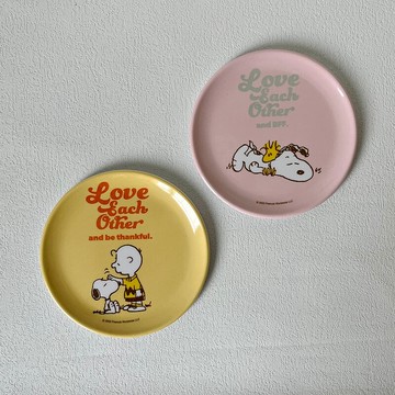 JL 出口日本密胺餐具 日單粉嫩史努比寶寶防摔水果輔食餐盤骨碟