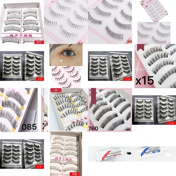 [24H台灣出]仿真手工假睫毛 217 216透明魚線梗218超細交叉715自然濃密日系 小惡魔009假睫毛