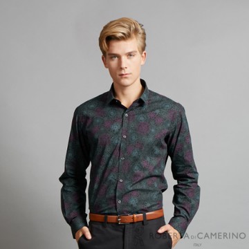 ROBERTA諾貝達 進口素材 台灣製 紳士品味 型男超修身版長袖襯衫 紫色