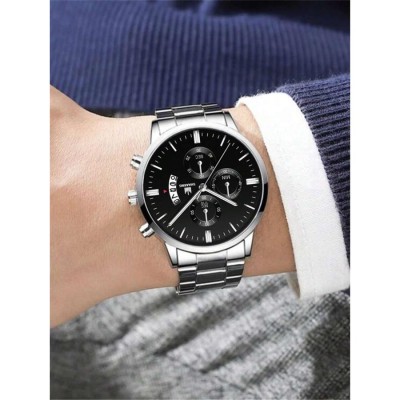 腕時計 メンズ クォーツ 男性用時計、三連デザインの文字盤と日付表示、ラウンドポインター クォーツ時計、デイリーライフ向け | LINEショッピング