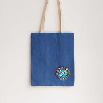 地球籽 丹寧牛仔拼接托特包