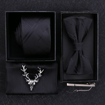 6厘米5件套領帶男正裝拉鏈式領帶男士商務黑色領帶手打懶人免打