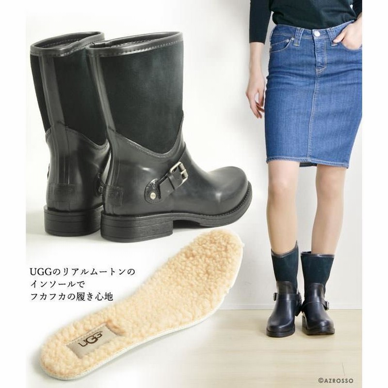 UGG レインブーツ ショート ブーツ レディース SIVADA 長靴 ブラック ...