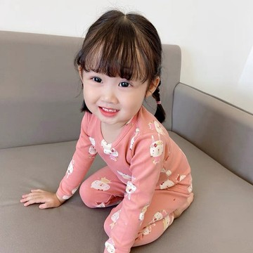 Mini baby🌷 女童德絨睡衣秋冬季寶寶加絨加厚秋衣秋褲兩件套裝兒童保暖家居服