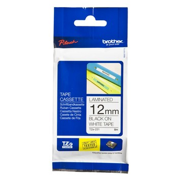 BROTHER 【3入組】TZe-231 護貝標籤帶 ( 12mm 白底黑字 )