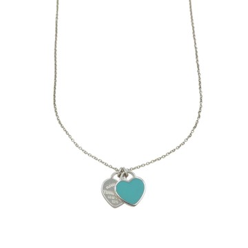 【二手名牌BRAND OFF】Tiffany & Co 蒂芬妮 925純銀 Double Heart Tag 項鍊
