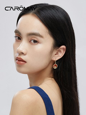 CAROMAY設計師系列本命年幸運萌虎瑪瑙耳環女氣質耳墜個性耳飾品