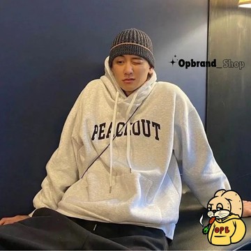 【OPB】PEACEOUT 銀狐絨 純棉 衛衣 帽踢 親膚 內刷毛 高磅 硬挺 長袖 英文 寬鬆 男女