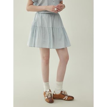 「北島AMUU原創」日系高腰褶皺短裙套裝女夏季新款顯瘦a字半裙