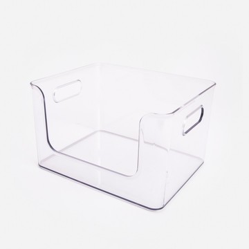 實用透明開放式雙提把收納盒 25.4x20.32x15.24cm