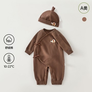 舒絨棉嬰兒衣服韓版新生兒秋冬磨毛蝴蝶衣初生寶寶a類連體衣+帽子鑫弘-萌寶童裝可開發票