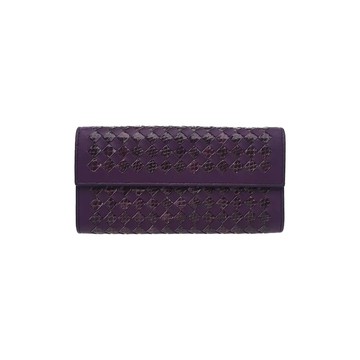 BOTTEGA VENETA INTRECCIATO 稀有蛇皮編織翻蓋長夾錢包