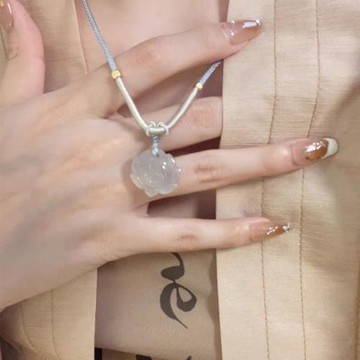 新中式國風蓮花項鏈女古風禪意簡約百搭平安扣鎖骨鏈氣質編織頸鏈