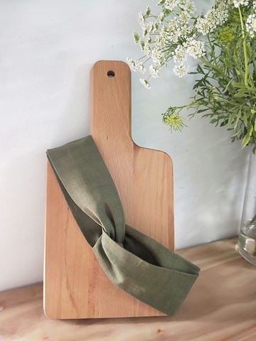 交叉髮帶-細版鬆緊-素橄綠