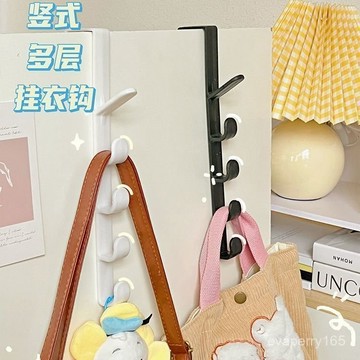 🍀臺灣出貨🍀門後掛鈎掛衣架免打孔長排臥室門上包包收納神器置物架不火漆蠟粒