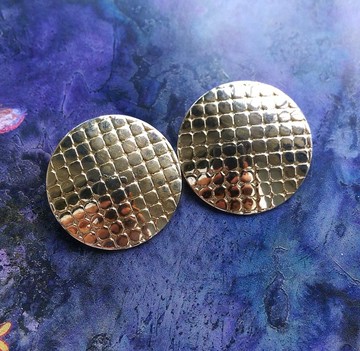 Vintage Jewelry 西洋古董飾品 網眼 大圓 夾式耳環