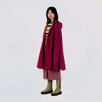 【蛋植物古著】桃心朵朵毛料斗篷式古著大衣