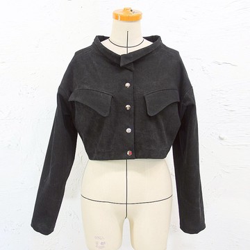 Aman No.51 短版復古騎士短夾克 黑牛仔