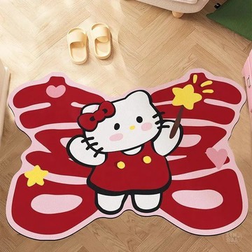 臺灣-出貨🔥結婚專用地墊HelloKitty喜慶紅色硅藻泥吸水防滑腳墊浴室廁所地毯