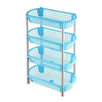 KEYWAY 聯府 柏格橢圓四層架  335 x 195 x 491mm  藍色 + 灰色  1個