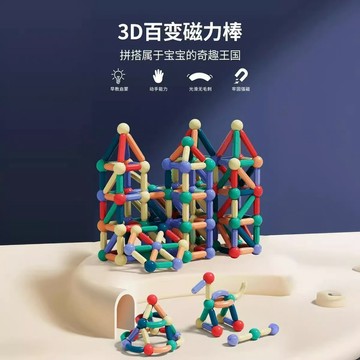 📣現貨速發🚀3D百變磁力棒 啟蒙積 木 磁鐵積 木 磁力積 木 磁吸積 木 大型積 木 益智積 木 兒童積 木