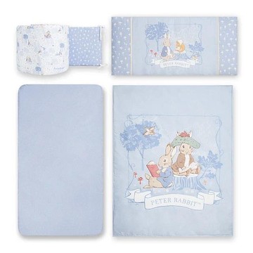 奇哥悅讀比得兔中床四件床組M藍(床頭 護圈 床包 寶寶被)(PLC59400B) 4260元