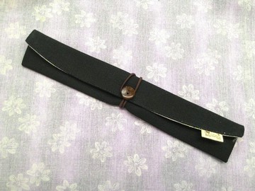 小筷套.扇子隨身收納袋 筷套 扇套-弧型(黑色素面帆布)F06-010