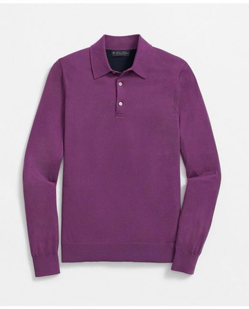 Brooks Brothers Men's Luxe Polo Sweater In Cotton-Cashmere | Purple | Size Large