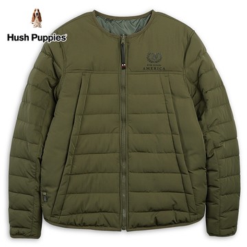 Hush Puppies 外套 男裝雙面穿保暖科技棉外套(附圍巾)