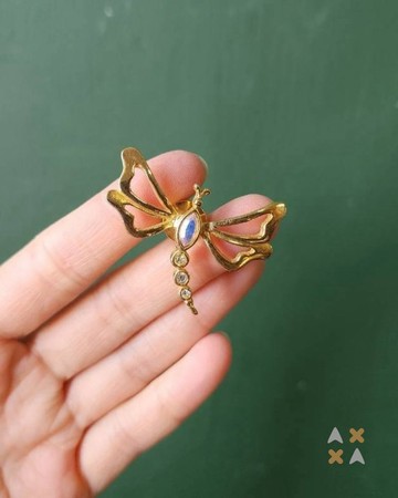 Vintage 美國AVON金色蜻蜓造型 老胸針