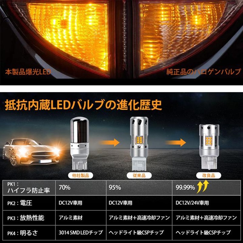 エブリィ DA64V DA17V エブリィワゴン DA64W DA17W LED ウインカー球 ハイフラ防止抵抗内蔵 T20ピンチ部違い  S25ピン角違い アンバー カスタム パーツ 2個セット | LINEショッピング