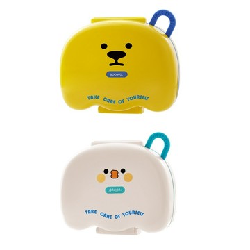藥盒/切藥器 【晴安居】便攜動物造型隨身藥品收納盒 透明分格防串味密封藥盒-2入組