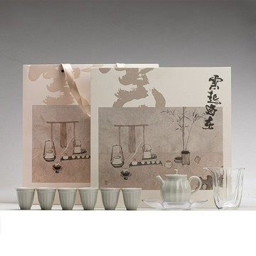 公司貨 免運 茶具套裝 茶杯 茶壺 茶具套裝禮盒 云起自在系列 冰臺釉仿古茶壺整套 文人家用功夫茶具套裝