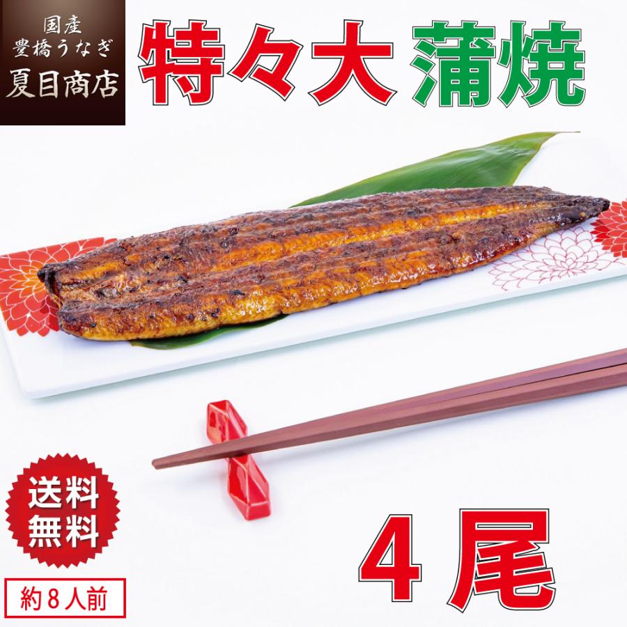 うなぎ 蒲焼き 国産 特々大211-249g×4尾 （約8人前） 送料無料 プレゼント 贈り物 お歳暮 ギフト