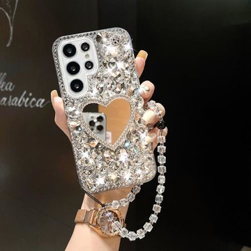 適用于三星S23手機殼S24Ultra創意S25滿鉆S22美妝鏡A05潮A54新款Zflip4折疊屏Zflip3防摔W23Flip外殼s20女款