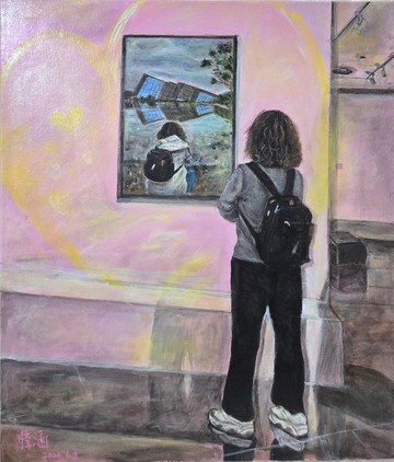 壓克力畫/丙烯藝術/手繪裝飾掛畫53×45【這一刻你在嗎】