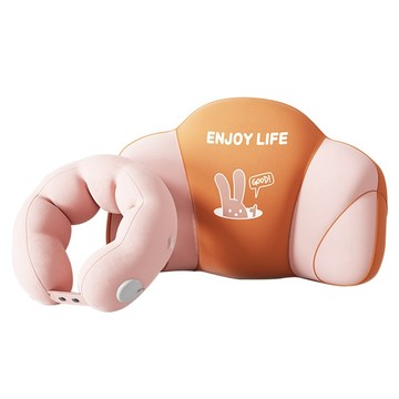 StarGo PVC戶外旅行按壓充氣套組 U型枕+腰靠  多巴胺粉  40 x 31cm + 73 x 14.5cm