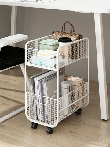 辦公室置物架書桌下收納柜桌面書架落地可移動工位放包神器小推車