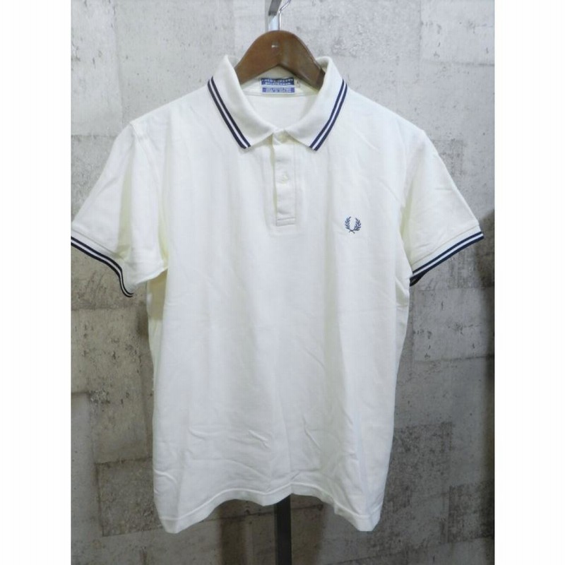 美品 英国製 フレッドペリー ライン ポロシャツ キナリ紺 S FRED PERRY