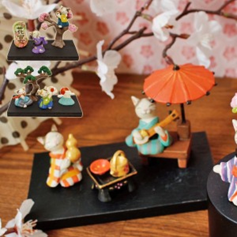 雛人形 正月 飾り 猫 グッズ ネコ ねこ 置物 ひなまつり ひな祭り 桜 