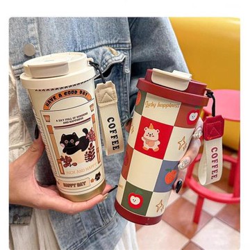 咖啡杯外出攜帶陶瓷內膽保溫不漏高顏值大容量水杯女生戶外便廠家