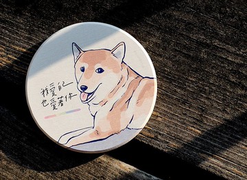 珪藻土吸水杯墊 LOVE柴犬
