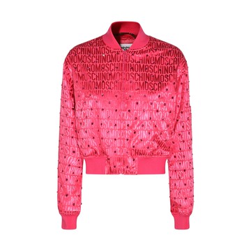 Moschino - Fuchsia Cotton Blend Logo Print Casual Jacket