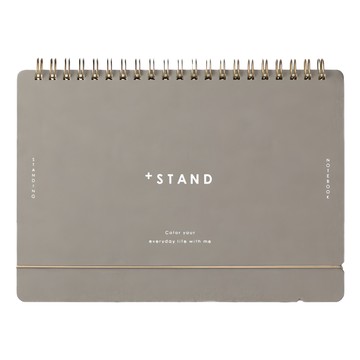 MIDORI +STAND 筆記本 A5/140頁 附橡皮筋  1本  十字點點 灰色
