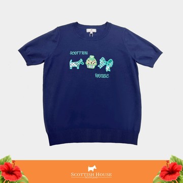 【SCOTTISH HOUSE】丈青色圓領短袖杯子蛋糕針織衫CGT11478
