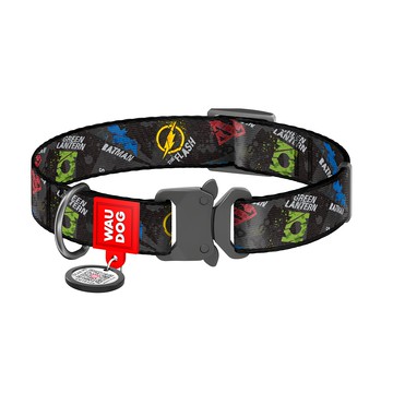 WAUDOG DC漫畫尼龍項圈  正義聯盟 黑色  1條  XS(23~35cm)