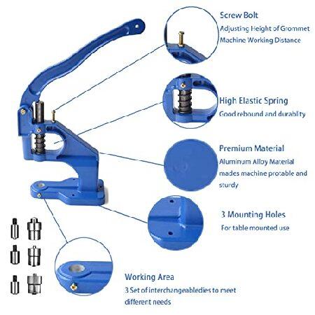 Heavy Duty Grommet Press Machine Set W Punch Hole Tool, Hand Press Eyelet Grommet Punch Tool, 2400pcs Grommets for Curtains Scrapbooking Flags Belts B