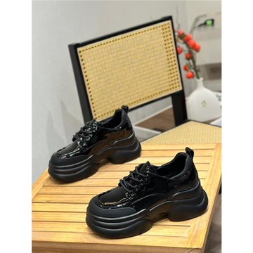 6cm厚底英倫風小皮鞋女系帶增高小個子樂福鞋秋季學院風休閑單鞋