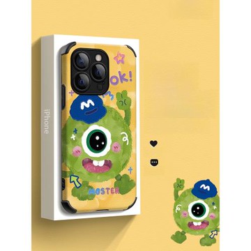 綠色大眼仔適用蘋果17pro手機殼13小羊皮15promax卡通保護套iphone12可愛女款15plus創意潮流