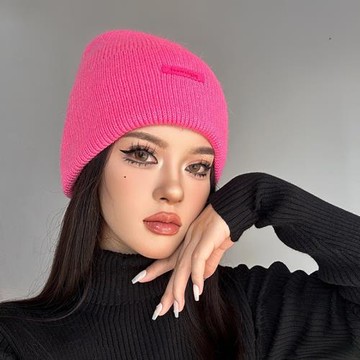 尤嘻島秋冬辣妹粉色針織帽女滑雪冷帽大頭圍男美式嘻哈街頭毛線帽